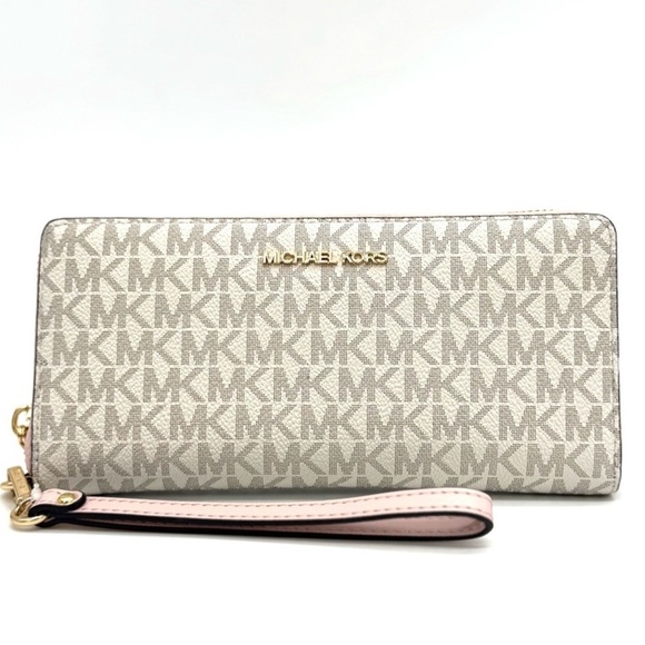 Michael Kors Large Continental Wallet Wristlet Powder Blush - Picture 1 of 9